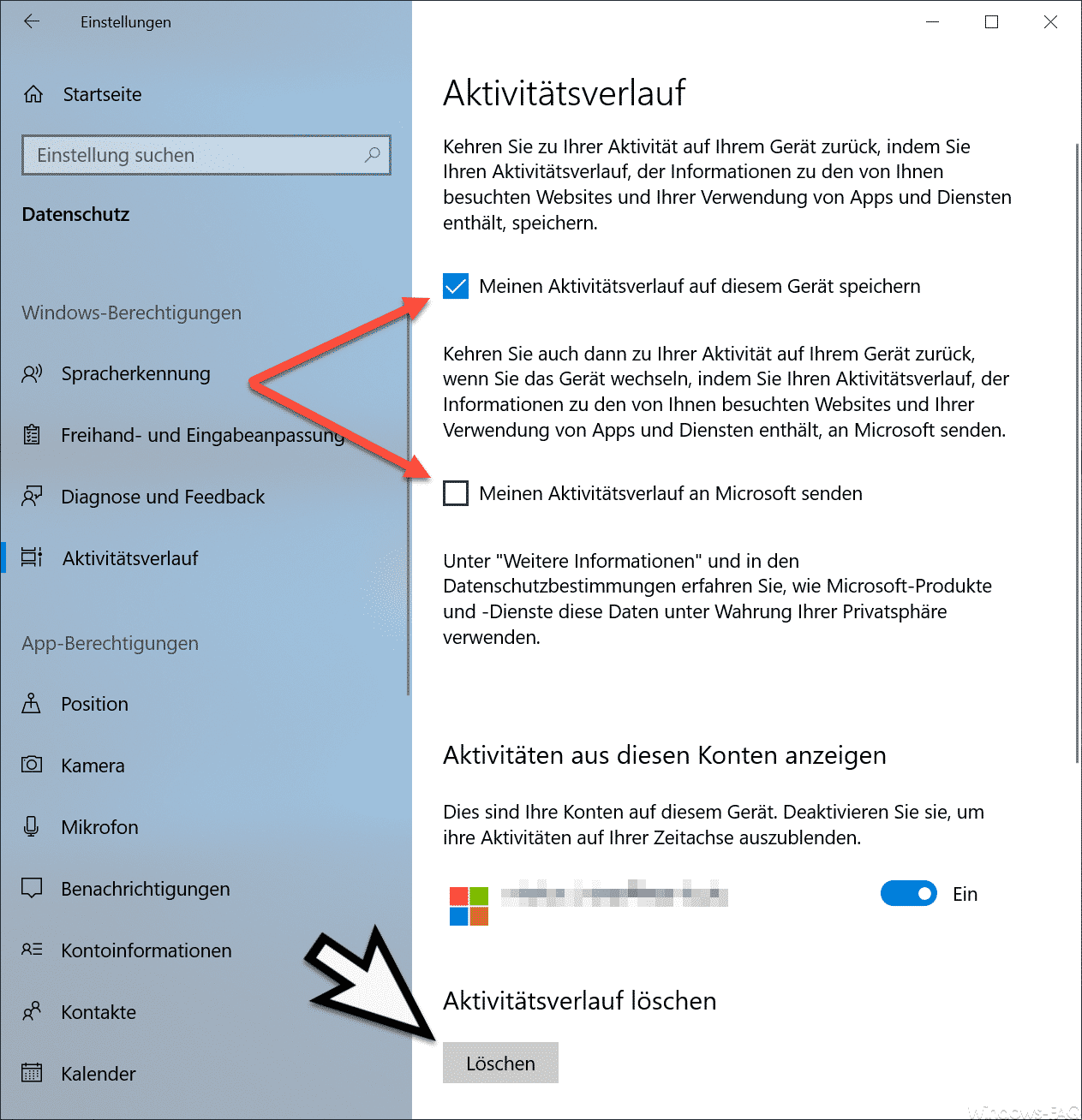 Aktivitätsverlauf Windows 10