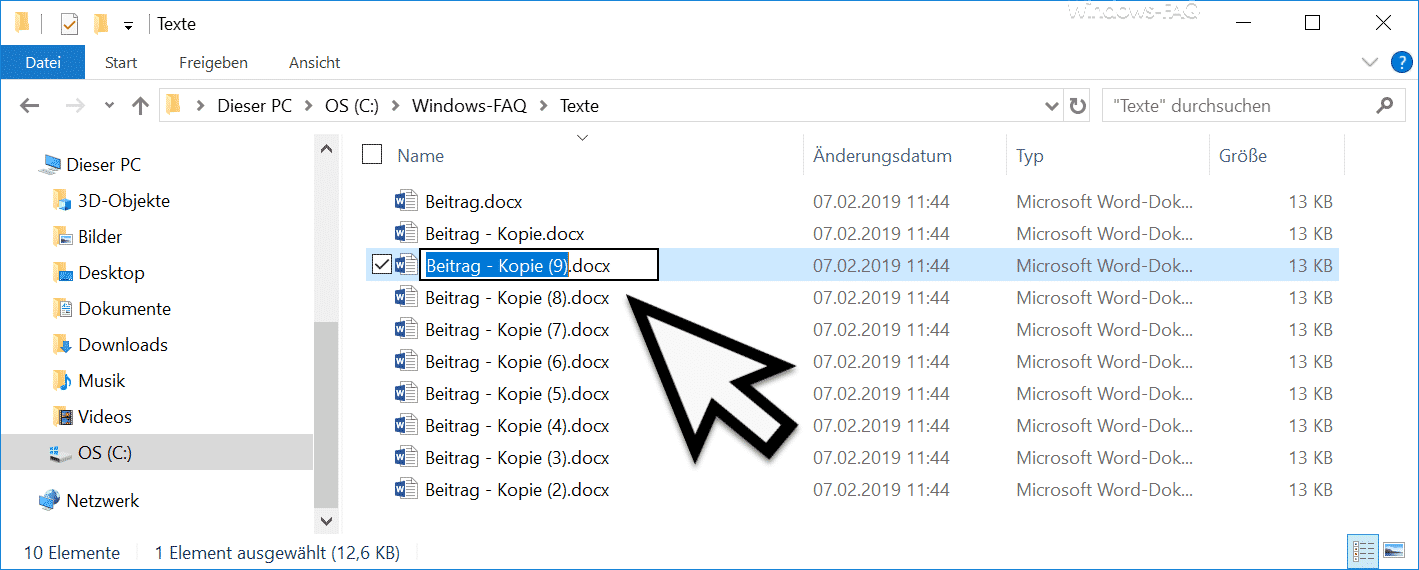 Dateien per TAB Taste schnell umbenennen
