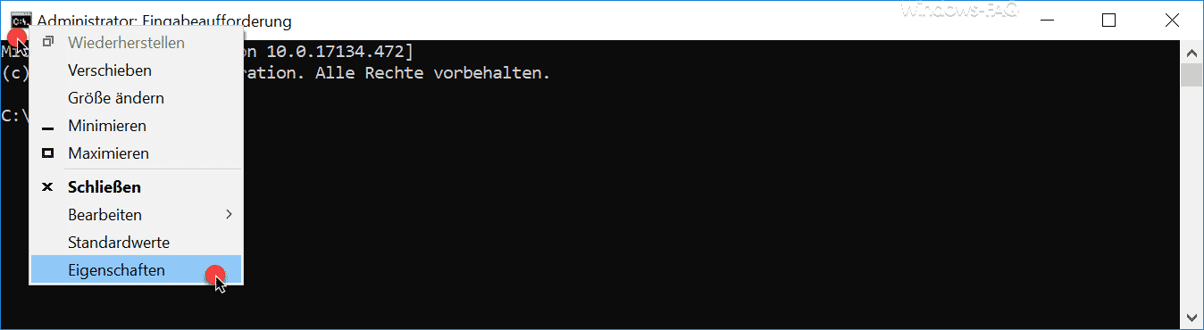 Eigenschaften Eingabeaufforderung
