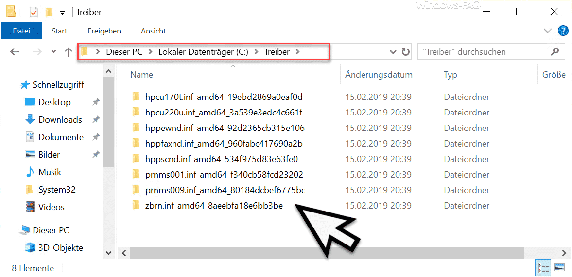 Exportierte Windows Treiber