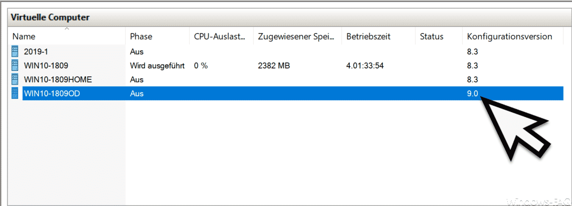 Hyper-V Konfigurationsversion