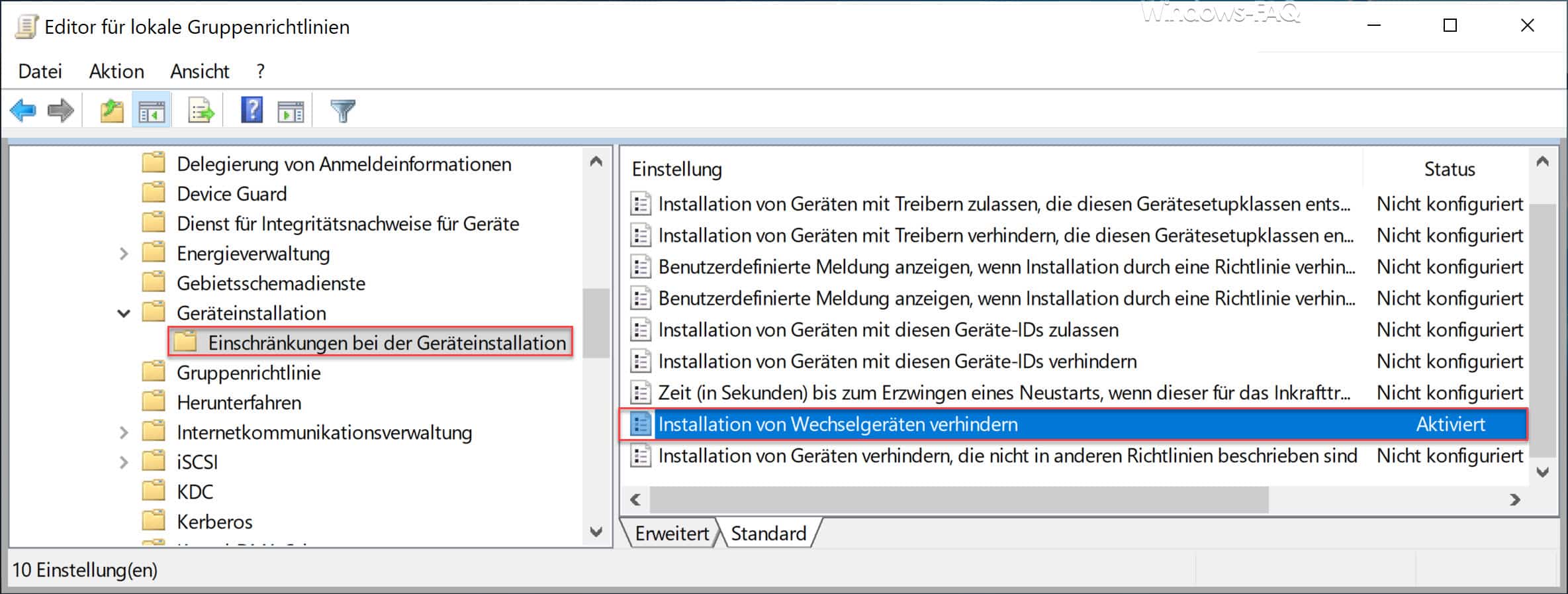 Installation von USB Wechselgeräten verhindern per GPO bei Windows 10