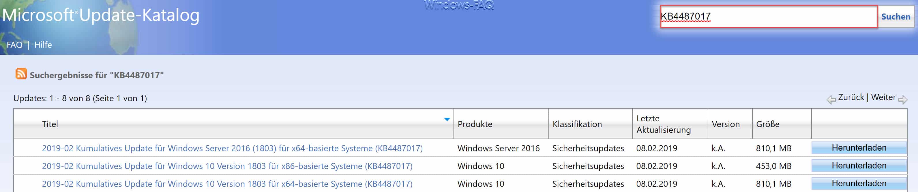Download Update KB4487017 für Windows 10 Version 1803 Build 17134.590