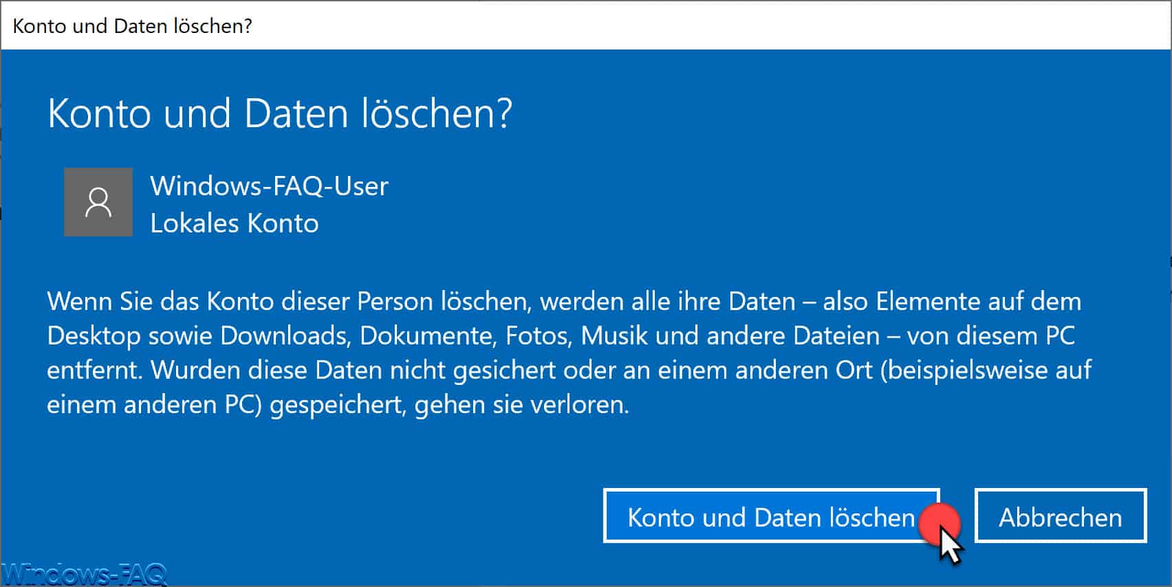 Konto und Daten löschen
