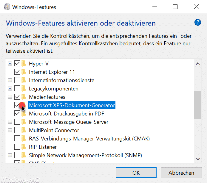 XPS Dokument Writer installieren oder deinstallieren unter Windows
