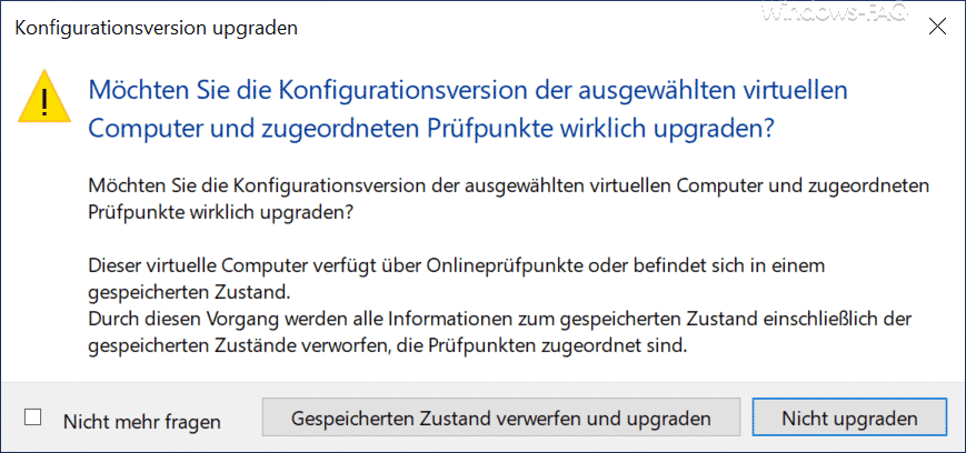 Prüfpunkte beim Upgrade der Hyper-V Konfigurationsversion