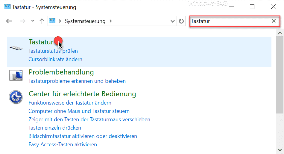 Systemsteuerung Tastatur