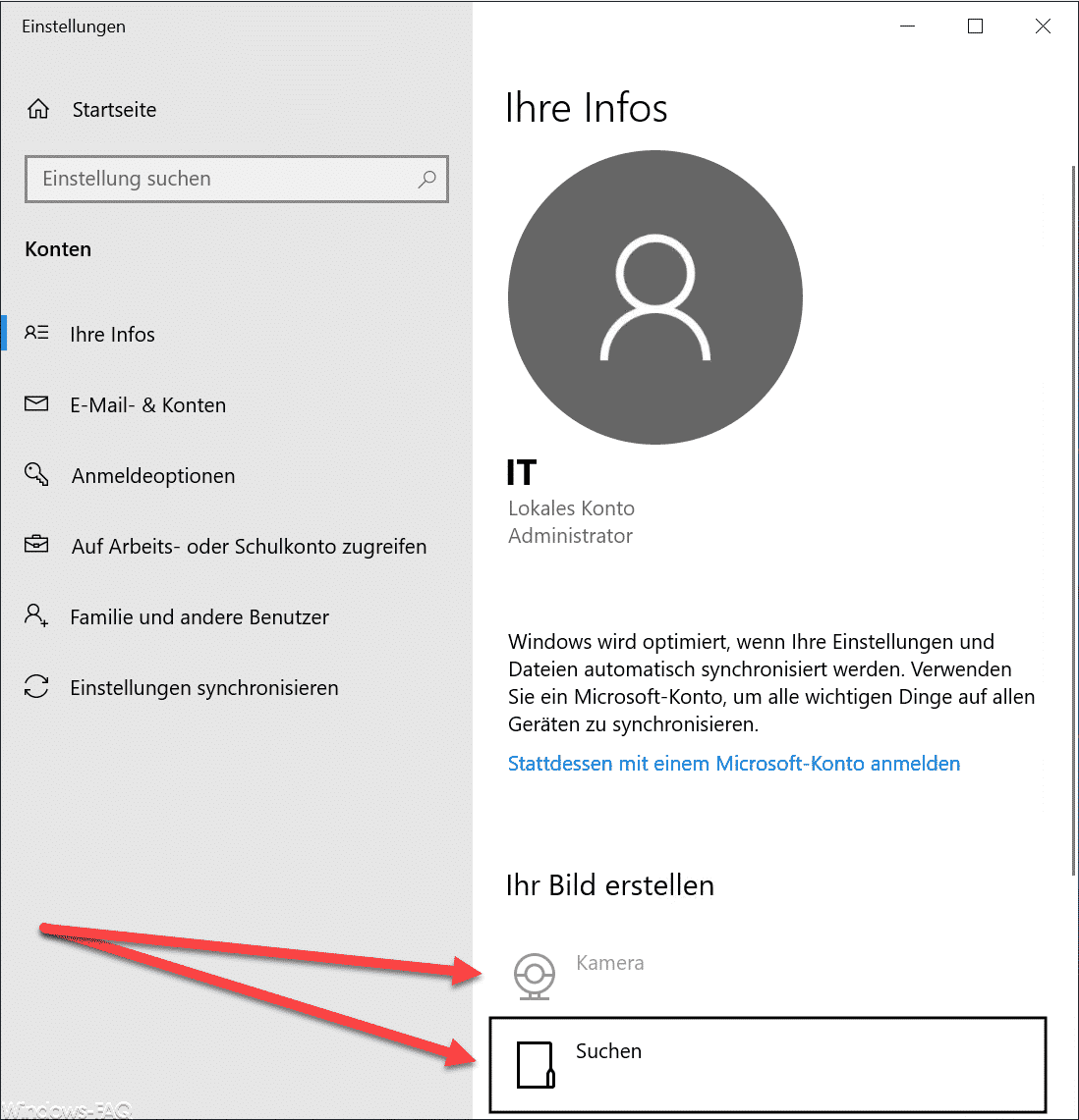 Windows Profilbild erstellen