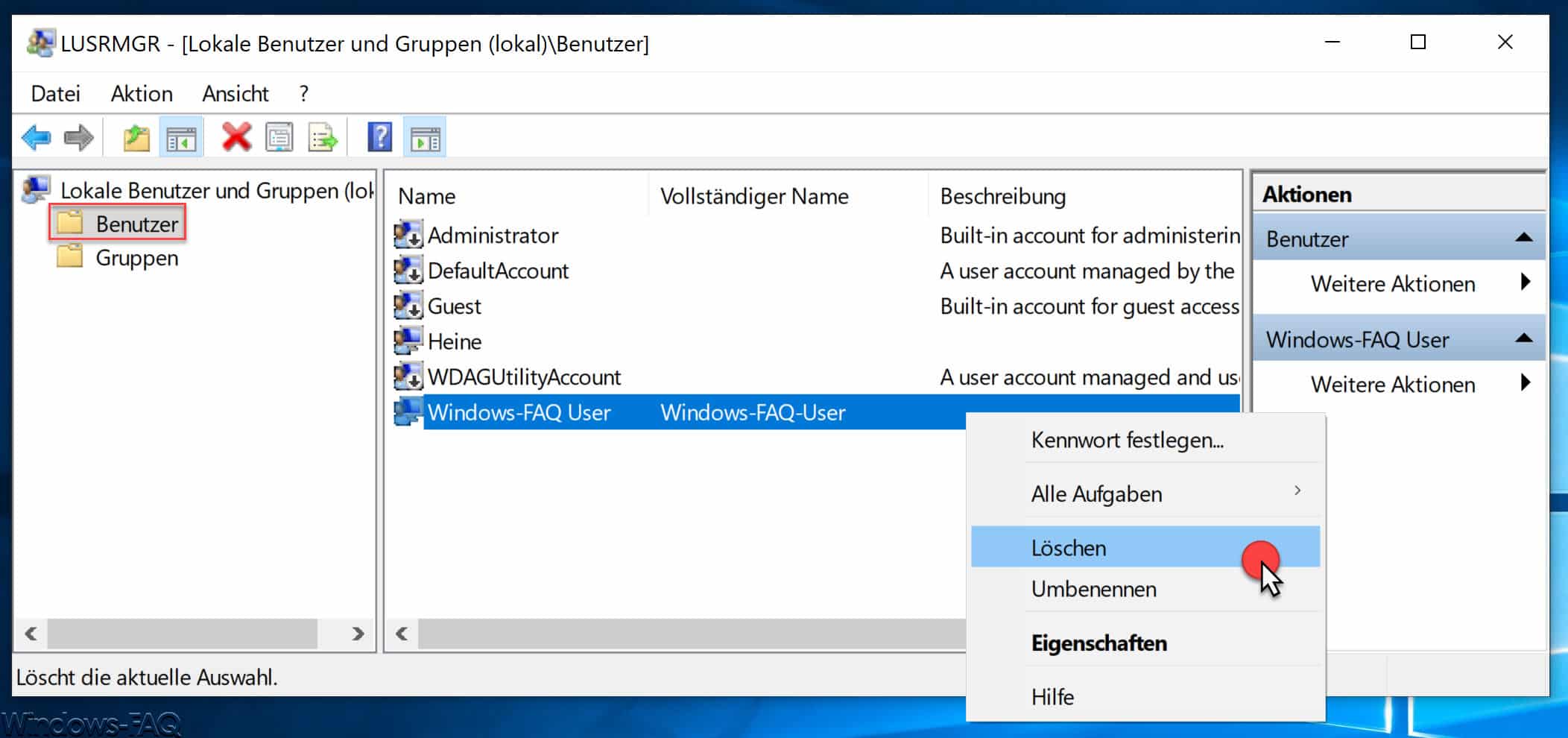 Windows User löschen