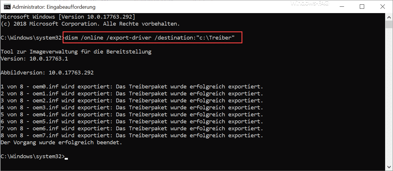 Treiber Export