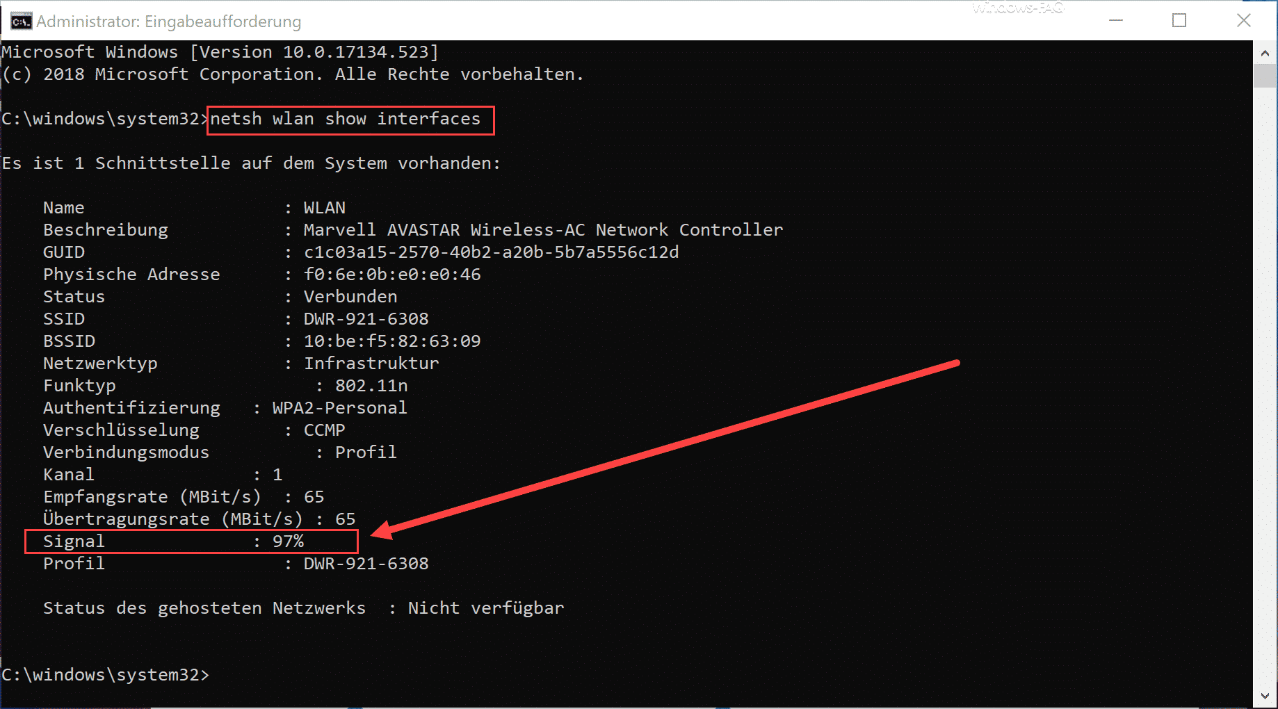 WLAN Signalstärke anzeigen unter Windows 10