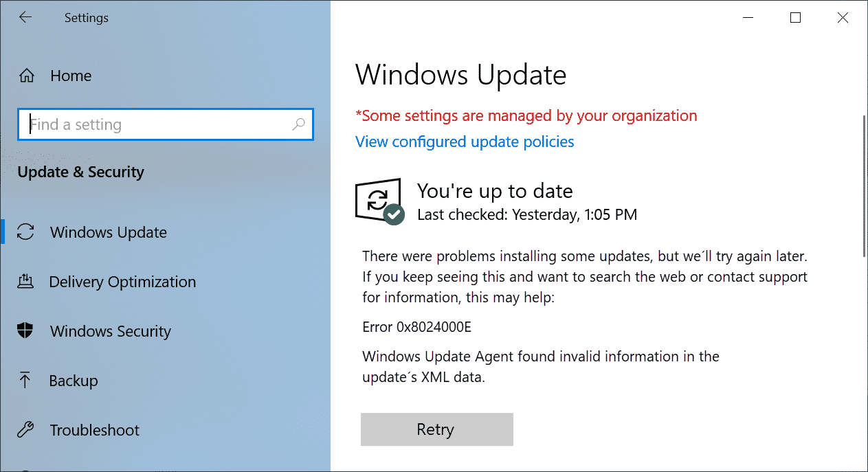 0x8024000E Fehlercode beim Windows Update – XML Data Error