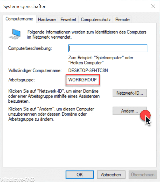 Arbeitsgruppe ändern