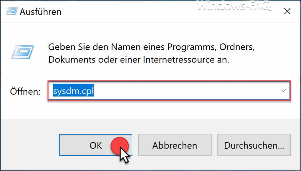 Ausführen SYSDM.CPL