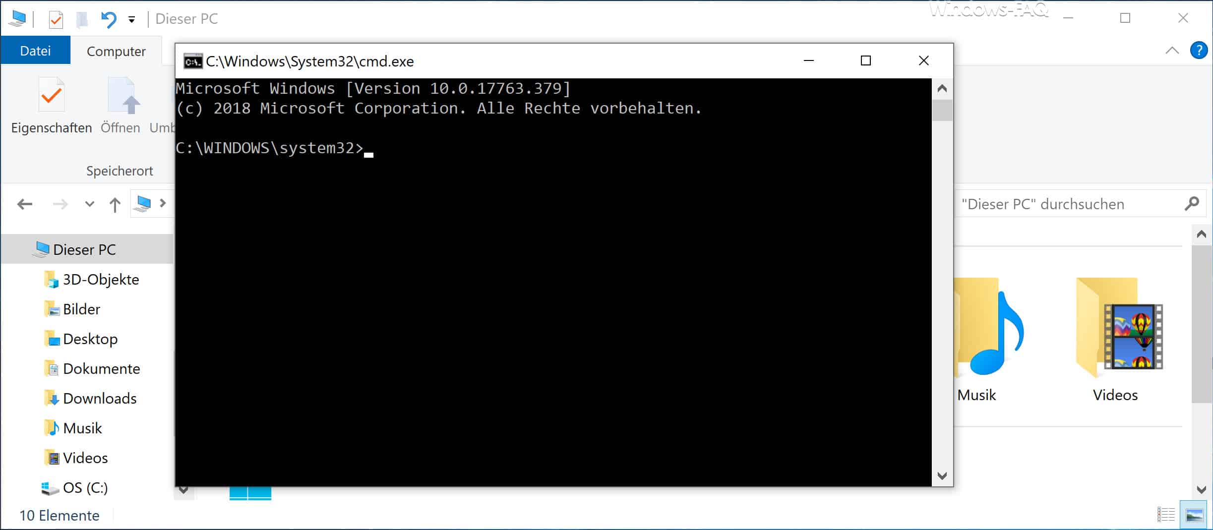 CMD direkt auf Windows Explorer aufrufen
