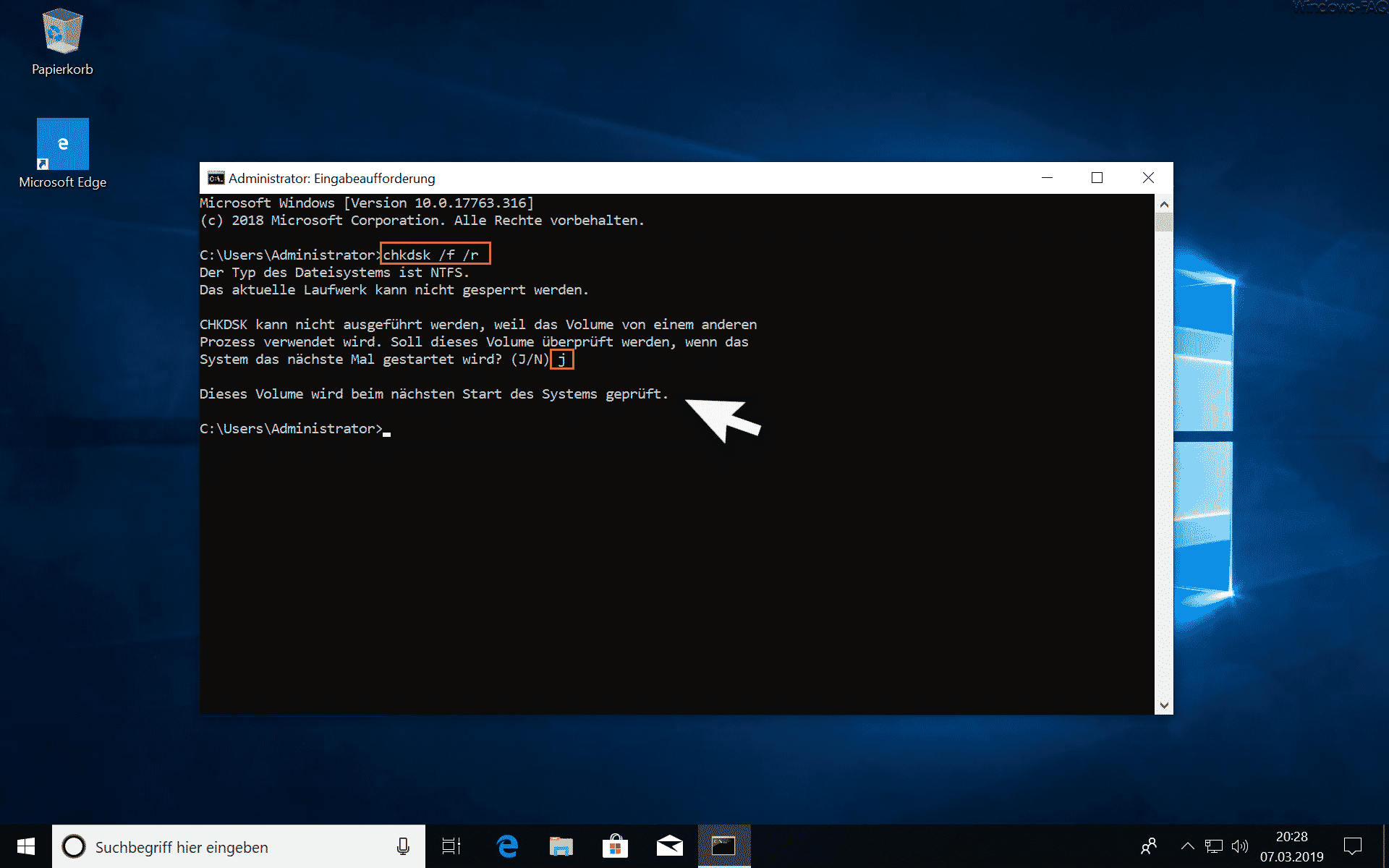 Datenträgerüberprüfung mit CHKDSK