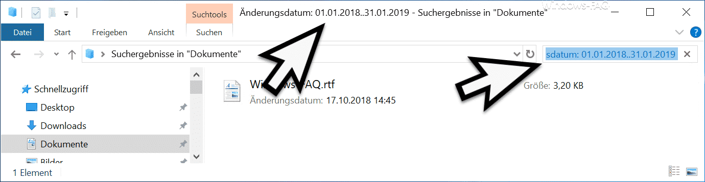 Explorer Änderungsdatum von bis
