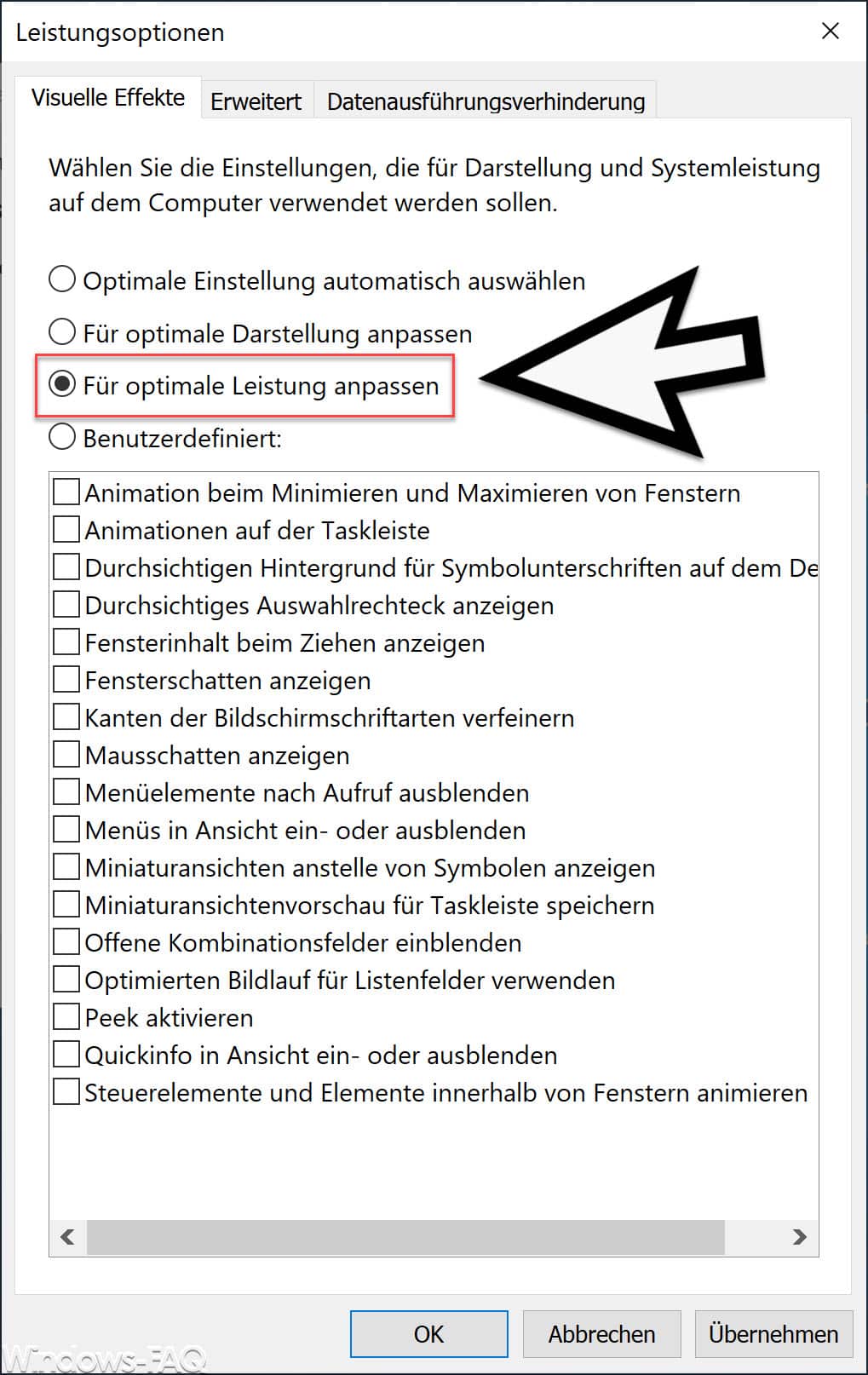 Für optimale Leistung anpassen