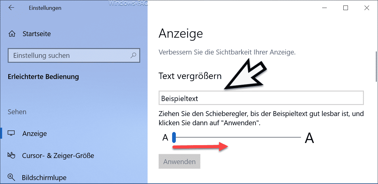 Text vergrößern Windows 10