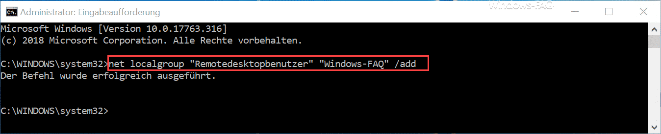 net localgroup remotedesktopbenutzer