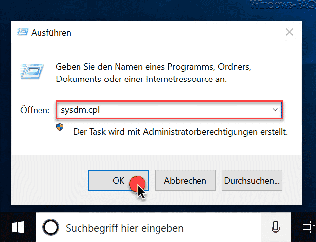 sysdm.cpl aufrufen