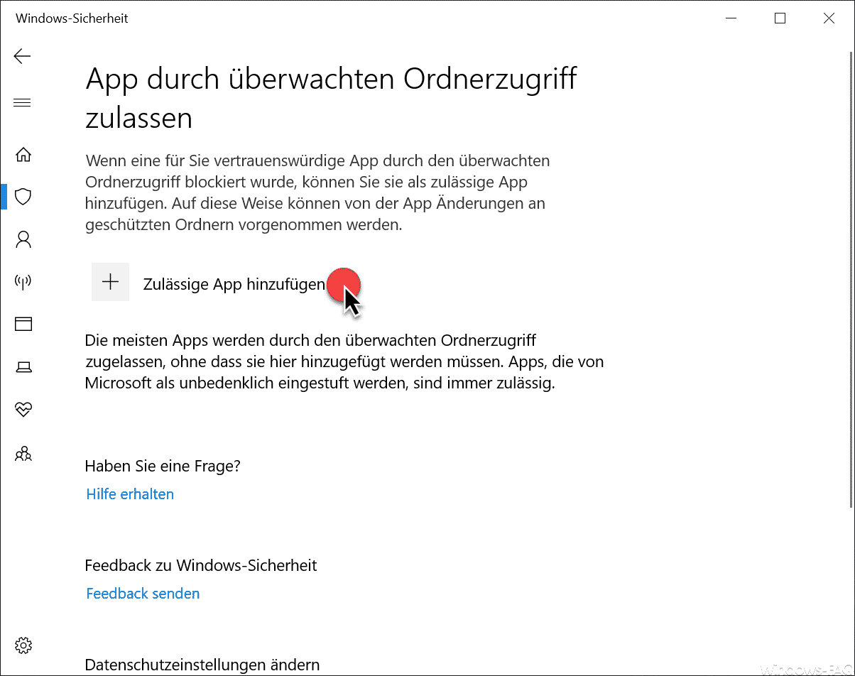 App durch überwachten Ordnerzugriff zulassen