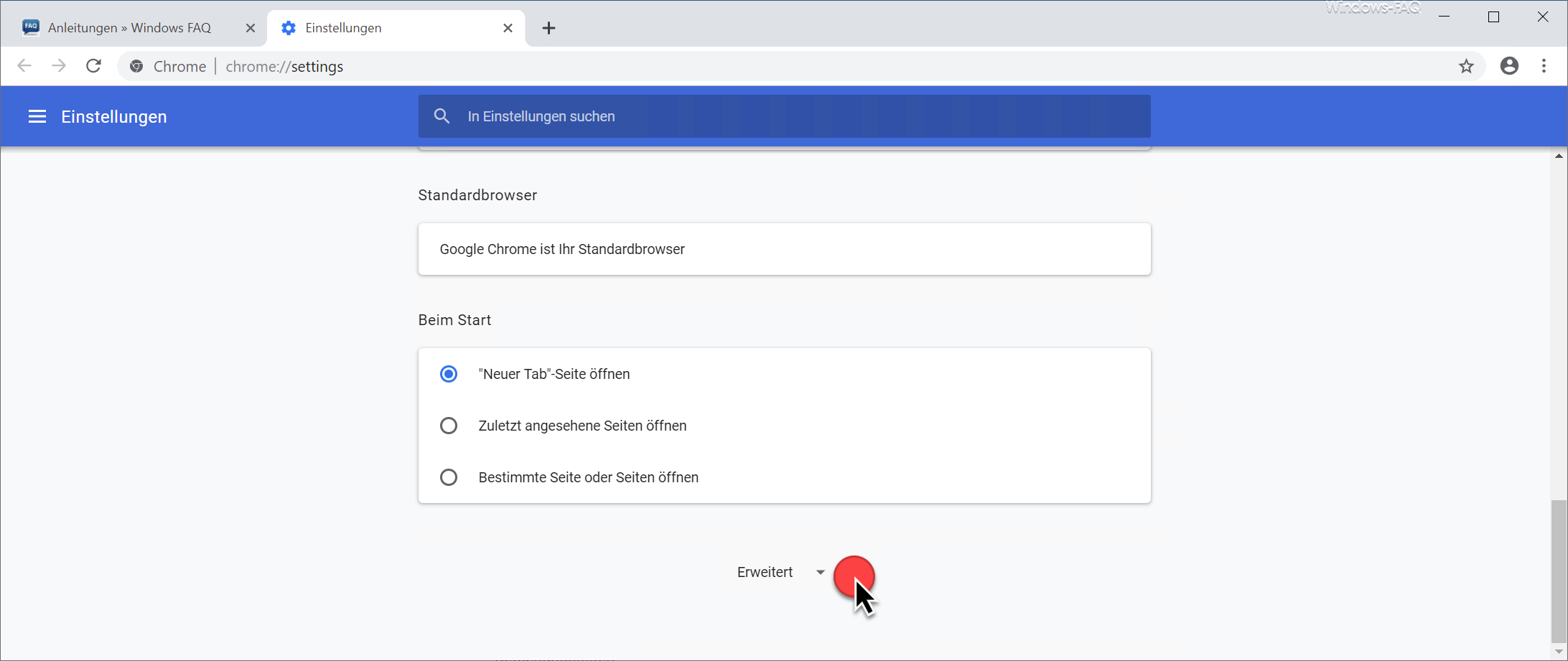 Chrome erweiterte Einstellungen