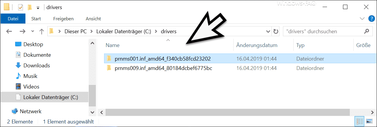 Exportierte Windows Treiber