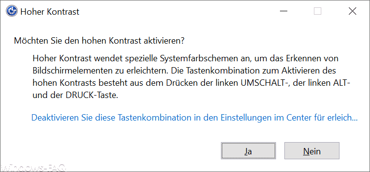 Möchten Sie den hohen Kontrakt aktivieren