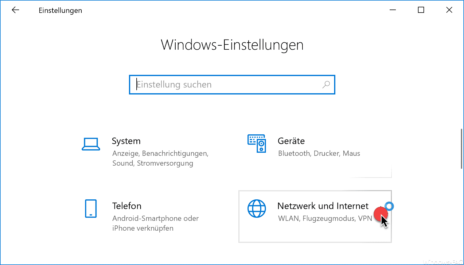 Netzwerk und Internet Windows 10
