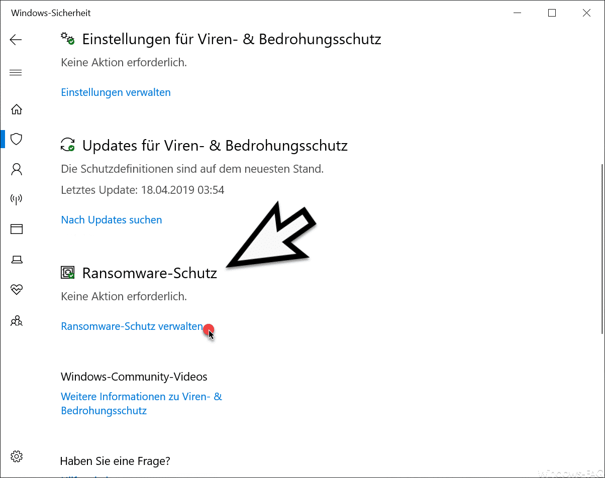 Ramsonware Schutz verwalten