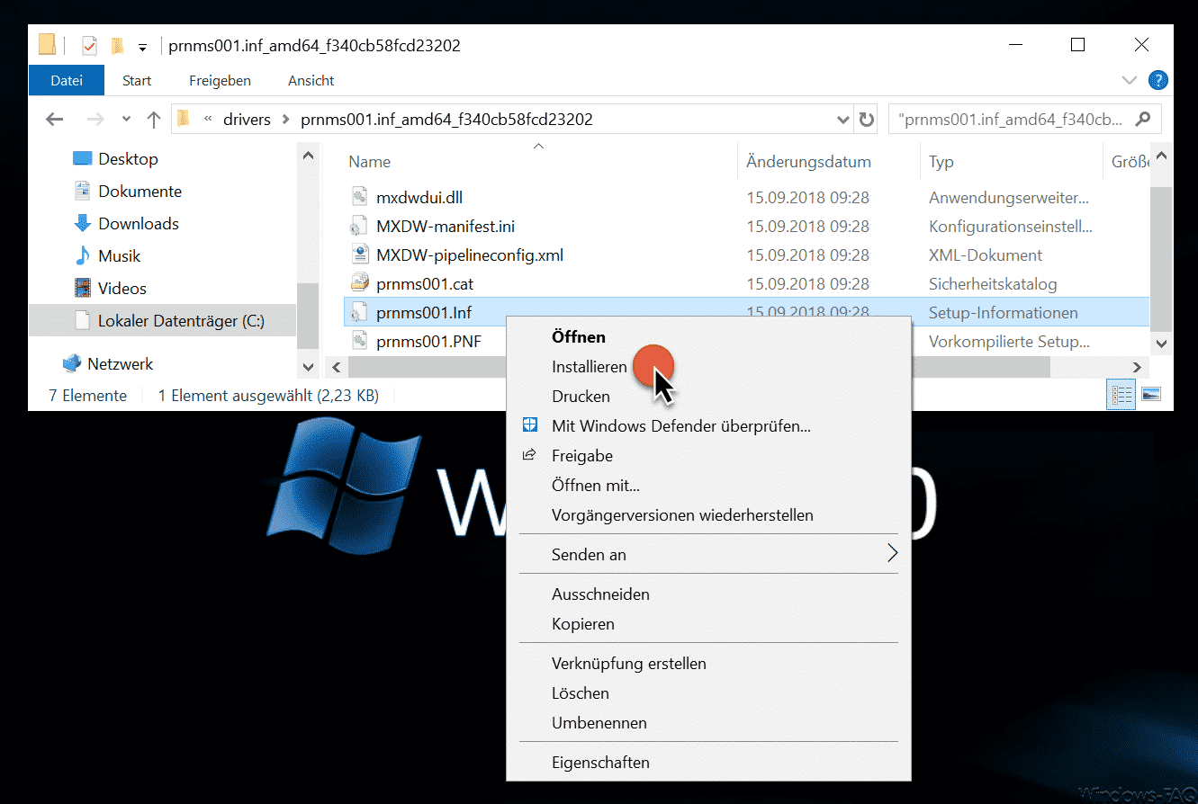 Treiber installieren