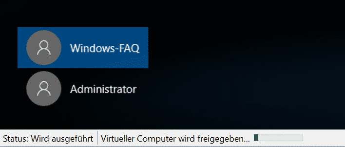 Virtueller Computer wird freigegeben...