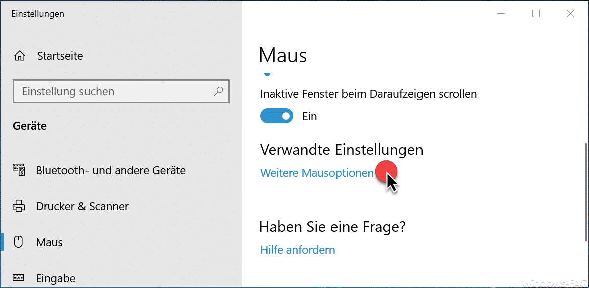 Weitere Mausoptionen Windows 10