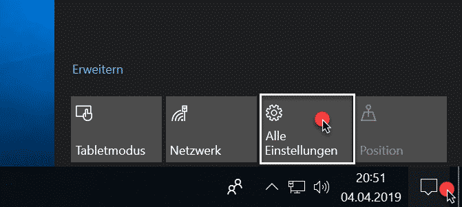 Windows Einstellungen aufrufen