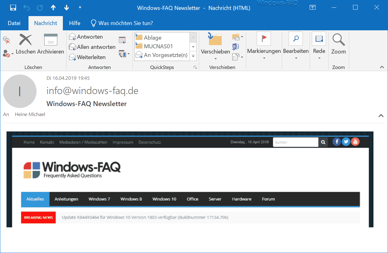 Ê-Mail Outlook 2016