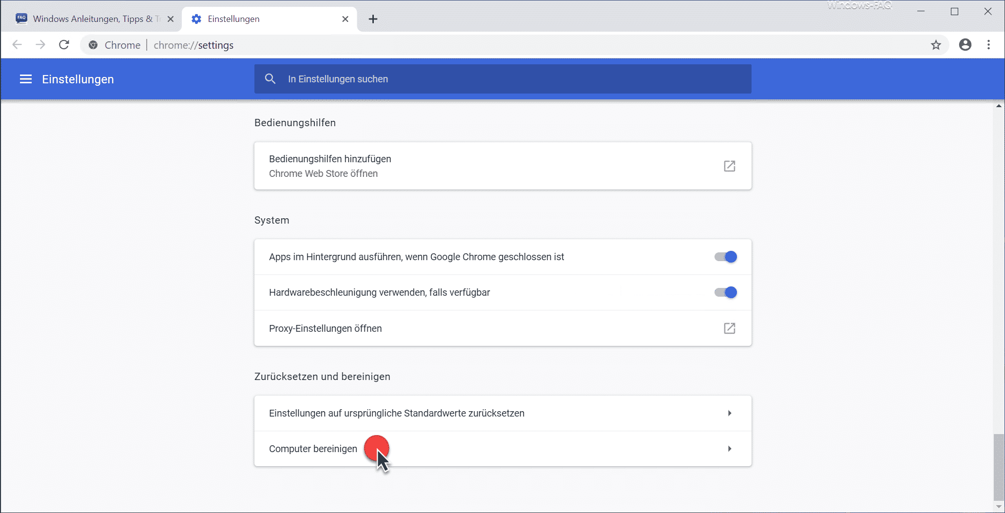 Chrome Computer bereinigen
