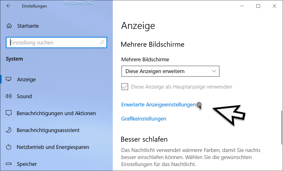 Erweiterte Anzeigeeinstellungen