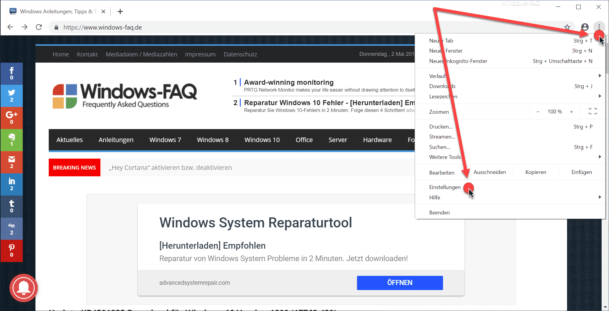 Google Chrome Einstellungen