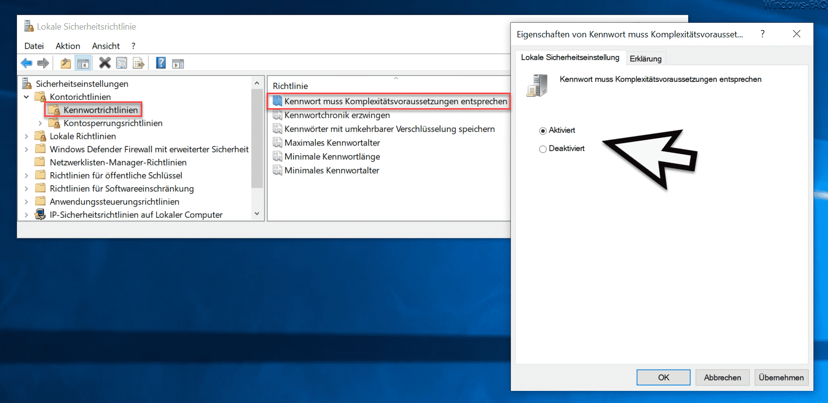 Windows Kennwort muss bestimmte Kennwortrichtlinien erfüllen – Sicherheit erhöhen