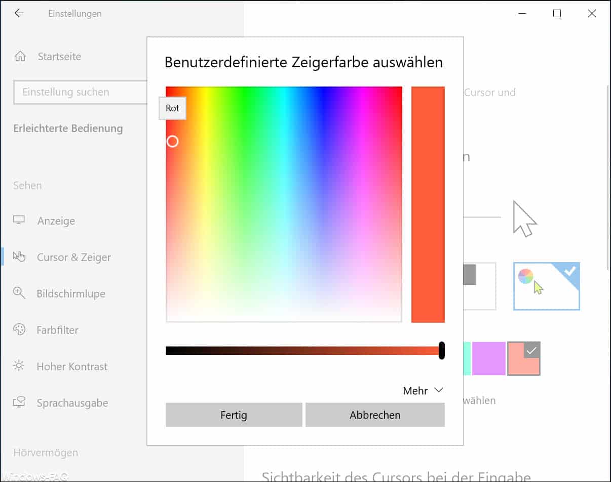 Mausfarbe selber definieren