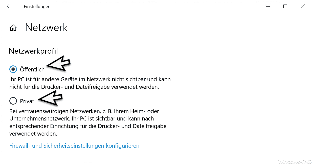 Netzwerkprofil Öffentlich Privat Windows 10