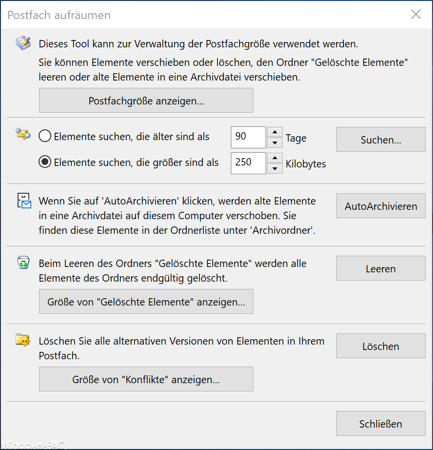 Aufräumen und Platz schaffen im Outlook – Postfachbereinigung