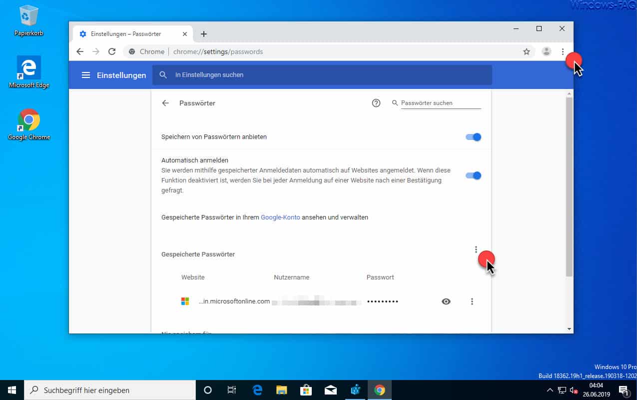 Google Chrome Passwörter