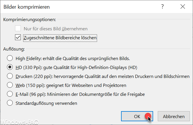 PowerPoint Datei Komprimierungseinstellungen