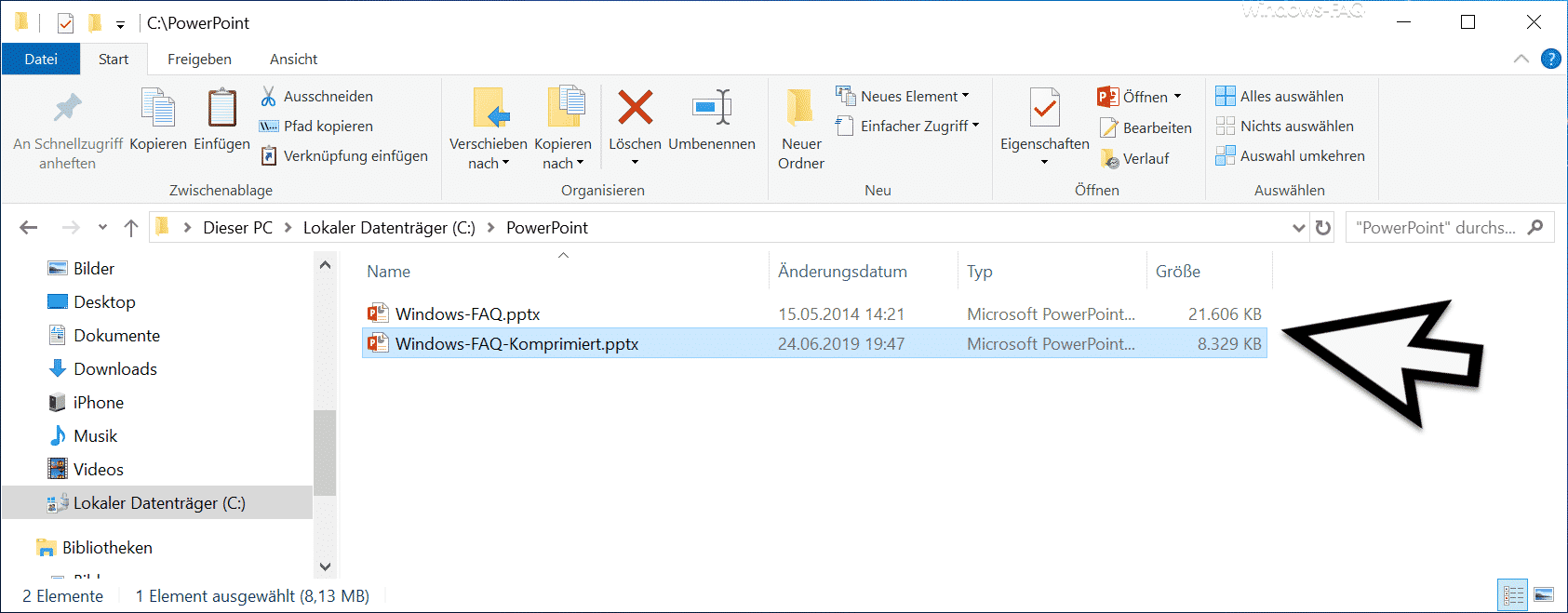 PowerPoint Datei komprimiert