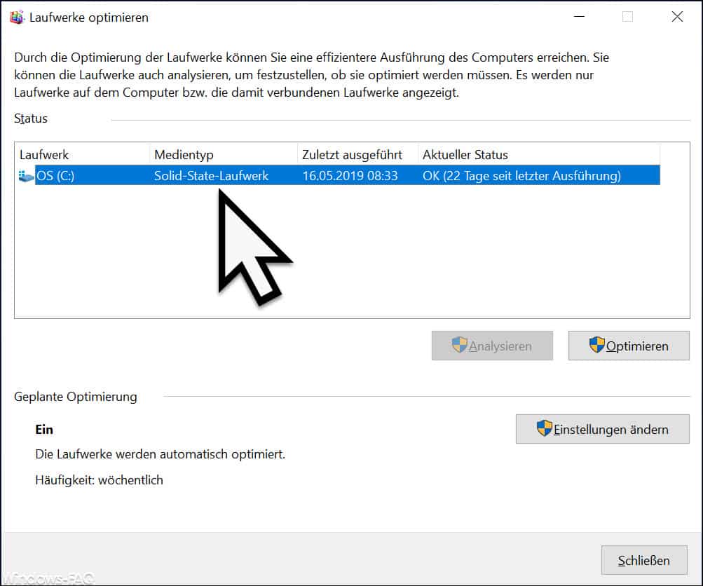 Solid-State Laufwerk Defragmentierung