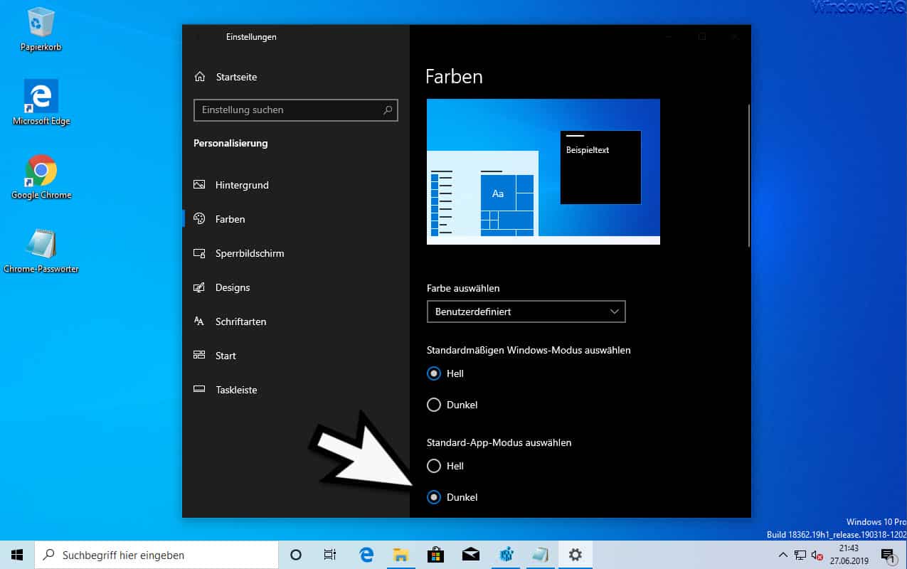 Dunkles Theme Windows 10