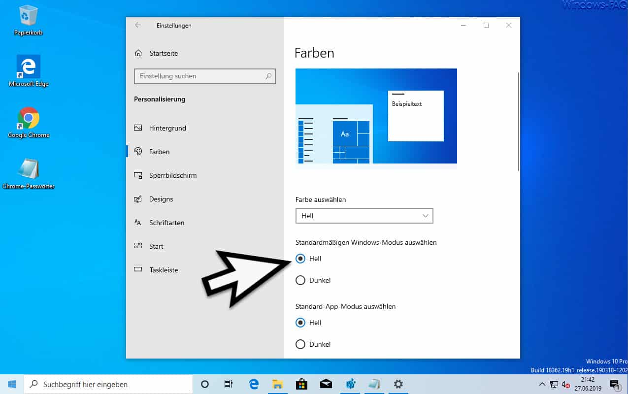 Windows 10 Modus Hell