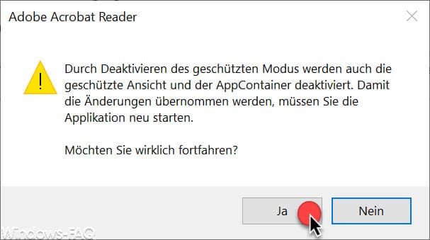 Durch Deaktivieren des gewünschten Modus ...